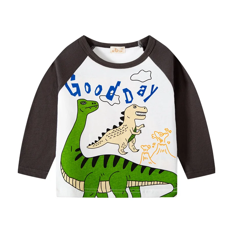 

Child T Shirts Cotton Long Sleeve Kids Shirt Clothes For Boys Cartoon Dinosaur Tops Baby Toddler Casual Undershirt Autumn New