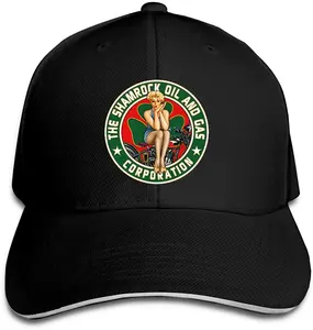 The Shamrock Oil And Gas Hip Hop Baseball Cap Golf Trucker Baseball Cap Adjustable Peaked Sandwich Hat Black Unisex Casquette