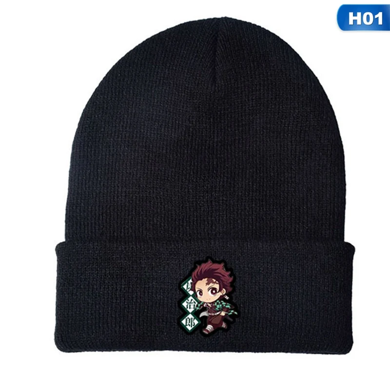 

Hip-Hop Warm Cosplay Hat Unisex Fashion High -quality Anime Demon Slayer Kimetsu No Yaiba Knitted Cap