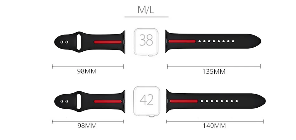 Спортивный силиконовый ремешок для наручных часов Apple Watch, ремешок 42 мм, длина-44 мм, 40 мм, 38 мм, версия наручных часов Iwatch серии 4/3/2/1 наручные часы браслет ремешок для ремня