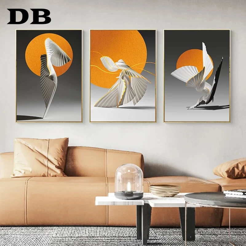 

Orange Sun Canvas Poster Creative Abstract Wall Art Painting Nordic Posters And Prints Wall Pictures For Living Room Home Decor