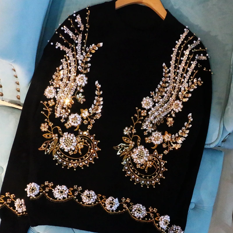 Женский свитер новинка 2021 пуловер в форме кокона с вышивкой виде лепестков из