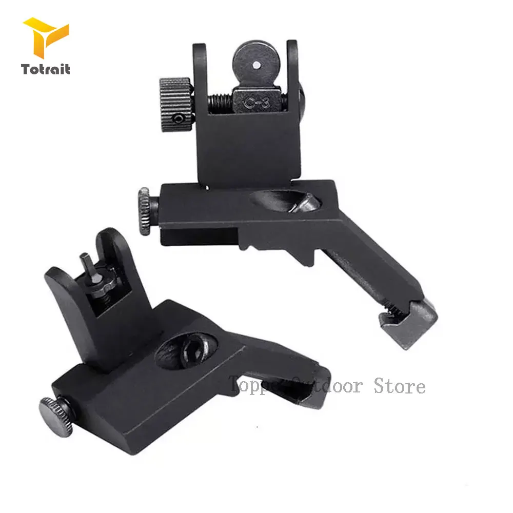 TOtrait 1 Pair Tactical Front and Rear Flip Up 45 Degree Offset Rapid Backup Iron Sight Transition Gun Accessories for Hunting | Спорт и