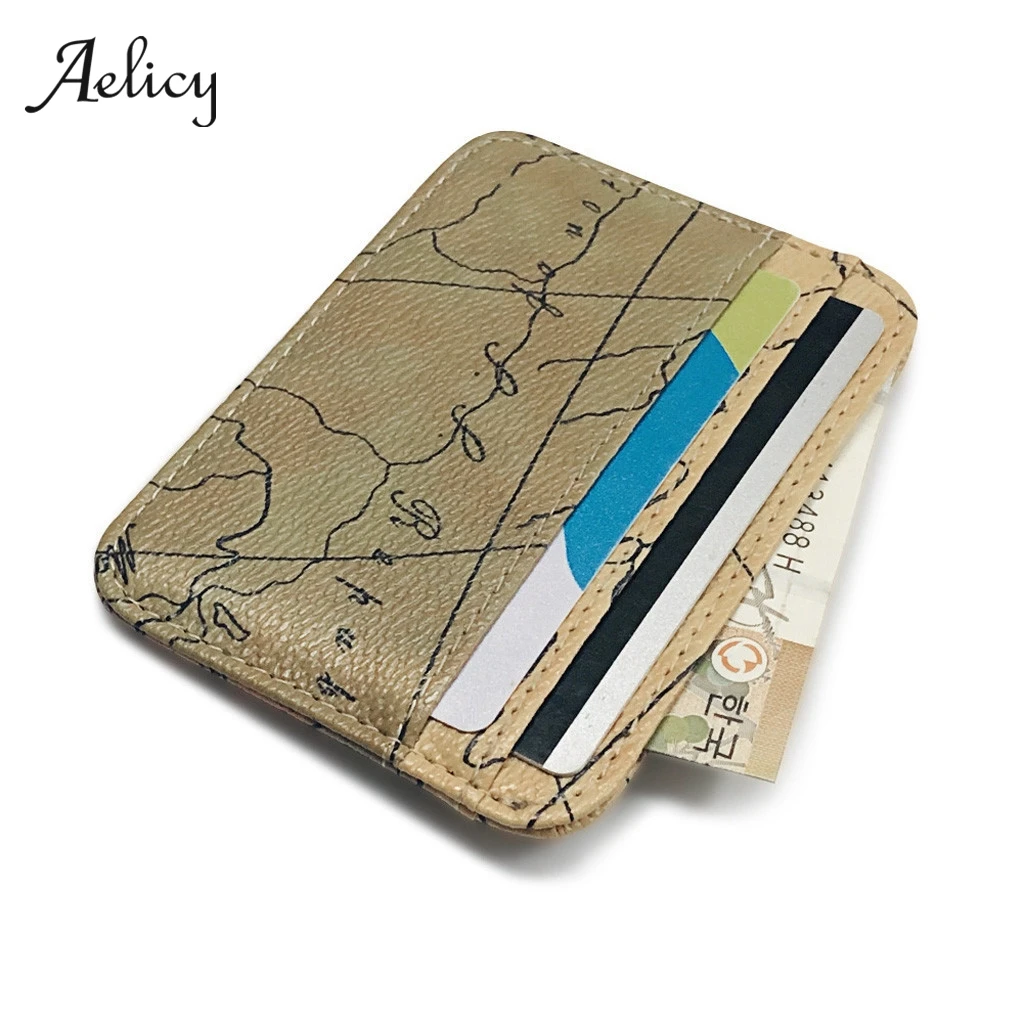 Aelicy прочный тонкий держатель для карт из искусственной кожи унисекс мини кошелек