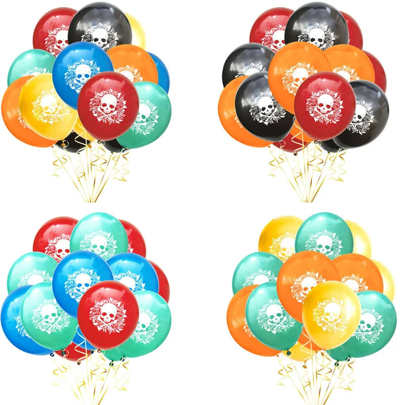 

15pcs12inch skull latex balloons Halloween pirate air globos pirates theme birthday party decoration supplies kids toys Colorful