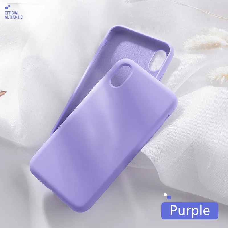 Фиолетовый Официальный жидкий силиконовый чехол для телефона для iphone X XS MAX XR 7 8 6 6S Plus 11 Pro Max Мягкий противоударный чехол Полный защитный чехол - Цвет: Фиолетовый