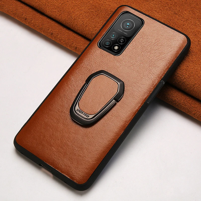 Genuine Leather Phone Case For Xiaomi 10 10T Pro 10t lite redmi k30 K30s Ultra Cowhide Ostrich Foot texture Magnetic stand Cover