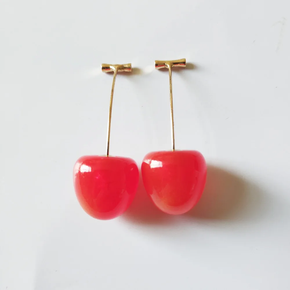 Простой стиль красное вино вишня свежий цвет Прямая поставка серьги солнце пляж