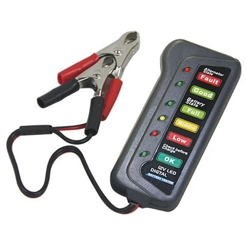 

12V LED Digital Battery Tester Battery Alternator Tester with Two Clips For Car Motorcycle Trucks