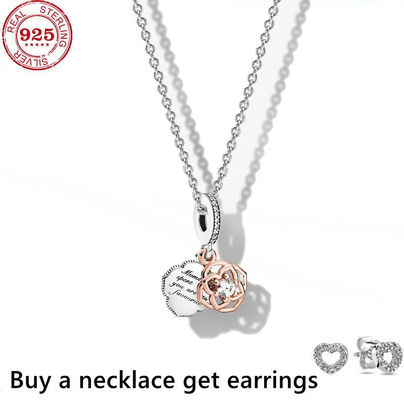 

Hot Sale high quality 100% 925 Sterling Silver Fit Original pan necklace For Women temperament luxury DIY Jewelry wedding gift