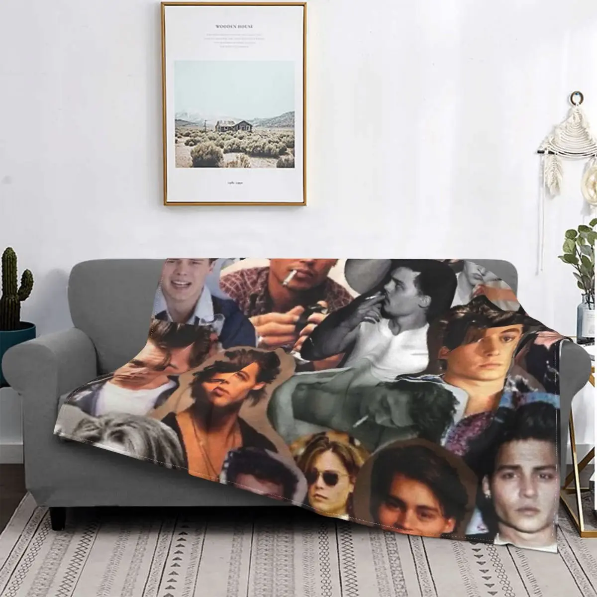 

Фотофон с изображением Джонни Depp-colcha de quadros para cama, manta de muselina, 90