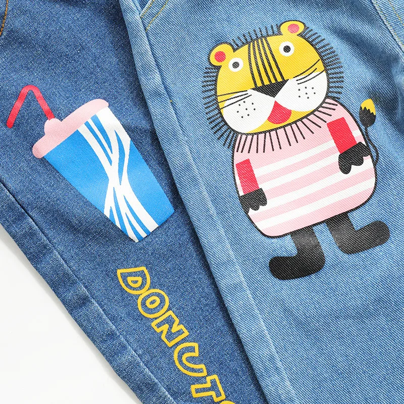 

Baby Boys Girls Jeans Pants Fashion New 2021 Children Trousers Kids Boys Girls Jeans Casual Denim Pants Cartoon Tiger Jeans