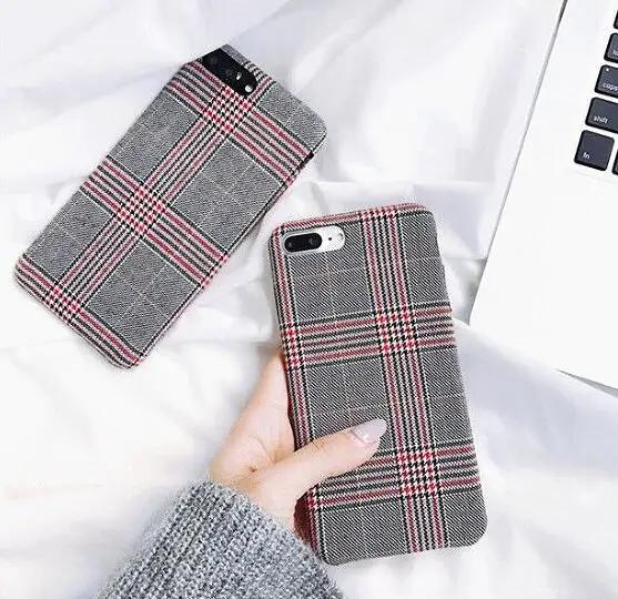 Gimfun осенний теплый плюшевый чехол в клетку для Iphone Xsmax простой тканевый мягкий чехол из ТПУ для Iphone 7 8 6s Plus X Xr 11 Pro Max
