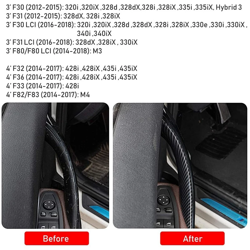 

4PCS Car Inner Door Pull Handle Protective Cover for 3 4 Series GT F30 F35 F32 F36 Accessories Carbon Fiber Style