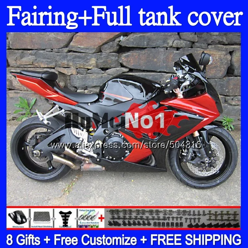 

+ Комплект резервуара для SUZUKI GSX-R1000 GSXR 1000 1000CC CC оранжевый черный 69MC.72 GSXR-1000 GSX R1000 GSXR1000 K7 07 08 2007 2008 обтекатель