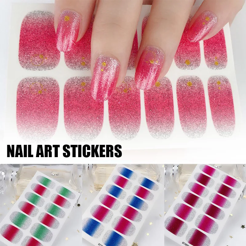 Градиентные цветные наклейки для ногтей s 32 стили блестящие уличные лаковые