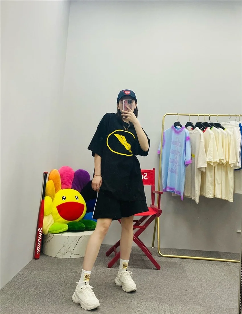 

WE11DONE T Shirt Women Men 1:1 High Quality Heavy Fabric Yellow Logo Welldone Top Tees men clothing