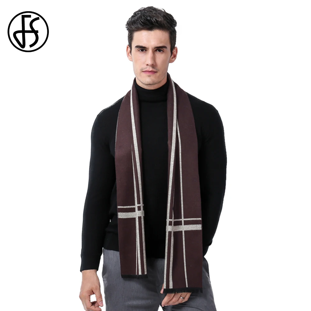FS зимний теплый шерстяной кашемировый мужской шарф длинный модные