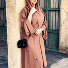 Платье-Абая на ИД Рамадан, с вышивкой бисером, с длинным рукавом