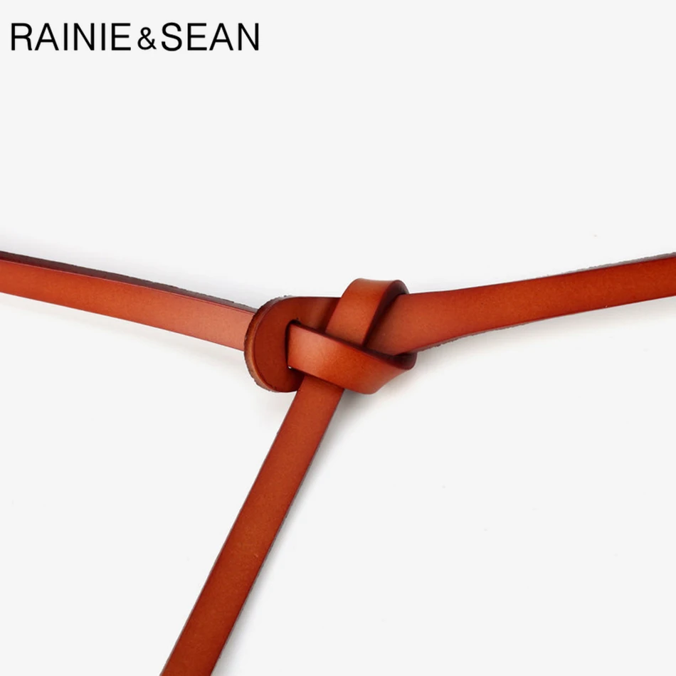 Тонкие белые ремни RAINIE SEAN женские с узлом для платья натуральная кожа