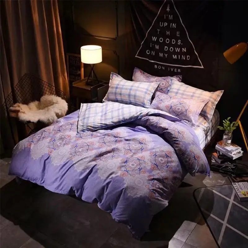 24 Animal Pattern Quilt Case Fitted Sheet 4pcs Bedding Set Cotton Kid Single Bed Linen 1.2m 1.5m Duvet Cover Full Twin Size