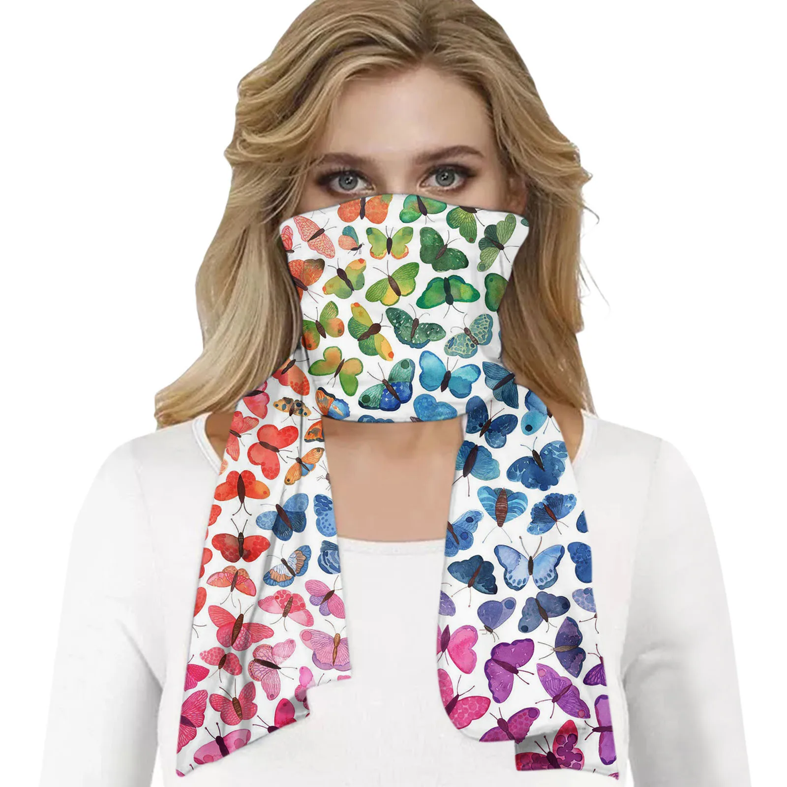 Шарф с принтом бабочки и листьев для женщин маска лица рта теплые шарфы