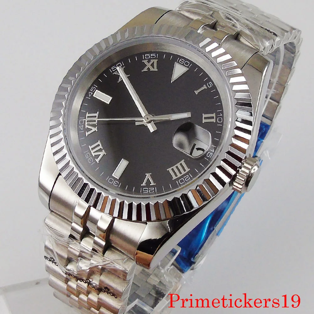 

Luxury Men Wristwatch Bliger 36mm Sterile Black Dial Sapphire Glass Mental Strap Date Indicator Miyota 8215 NH35 PT5000 Movement