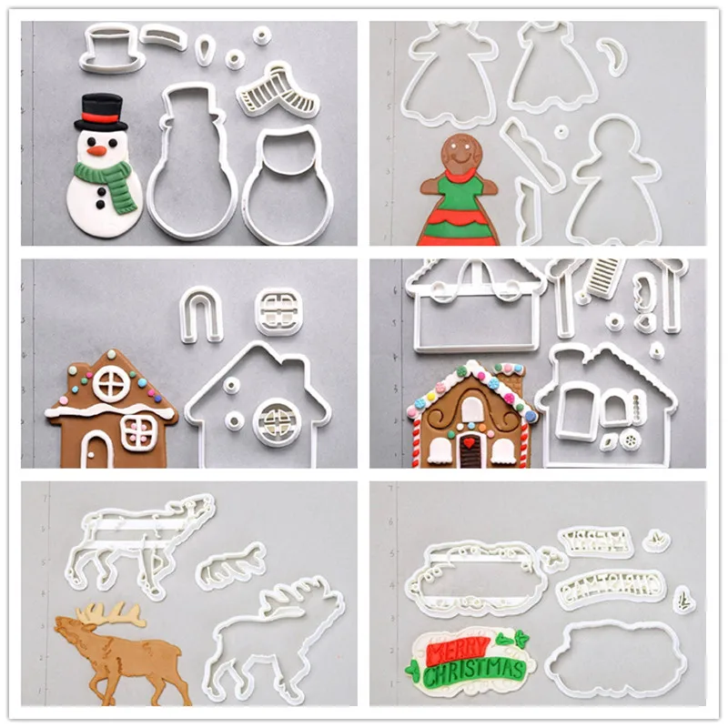 Пряничный домик человек олень Счастливого Рождества снеговик 3D Печатный помадка