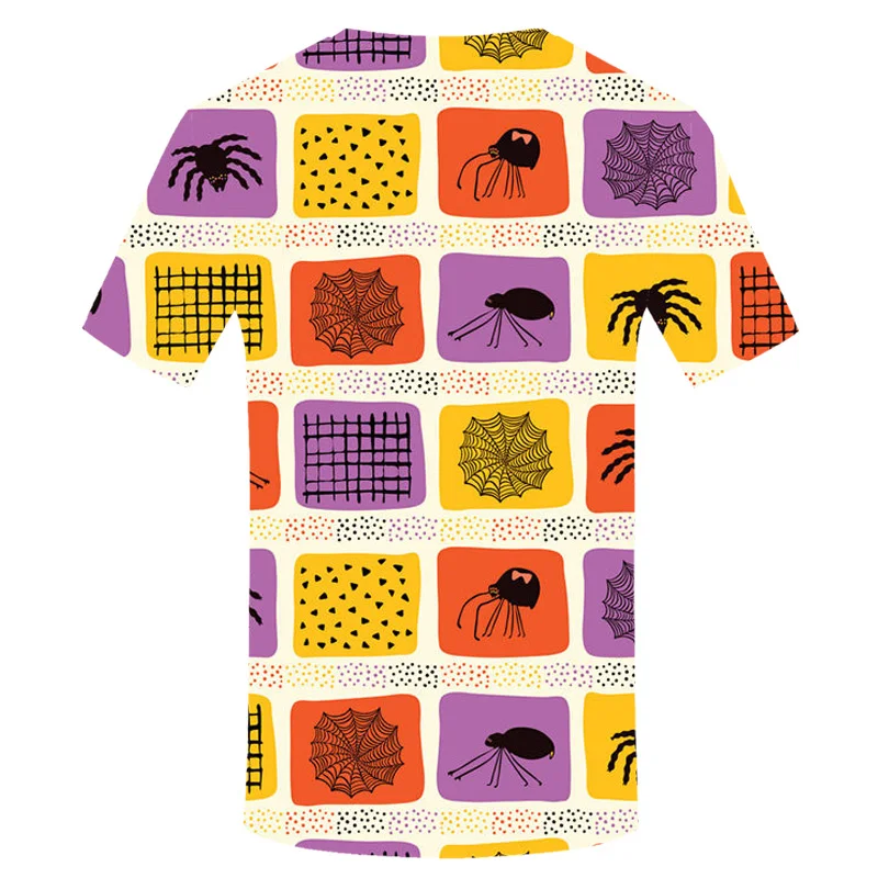 Halloween spider cartoon pattern yellow T-shirt Men Summer Pumpkin 3D t shirt Punk Rock Clothes Gothic Mens casual tops tee 2019 | Мужская