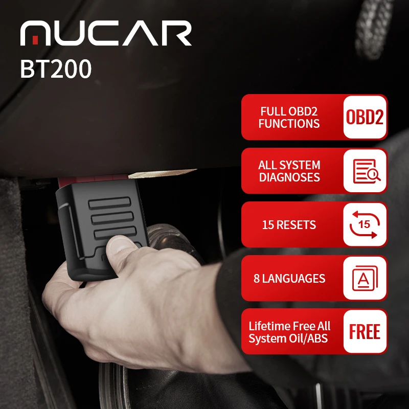 Диагностический сканер MUCAR BT200 для всех автомобилей устройство чтения кодов с