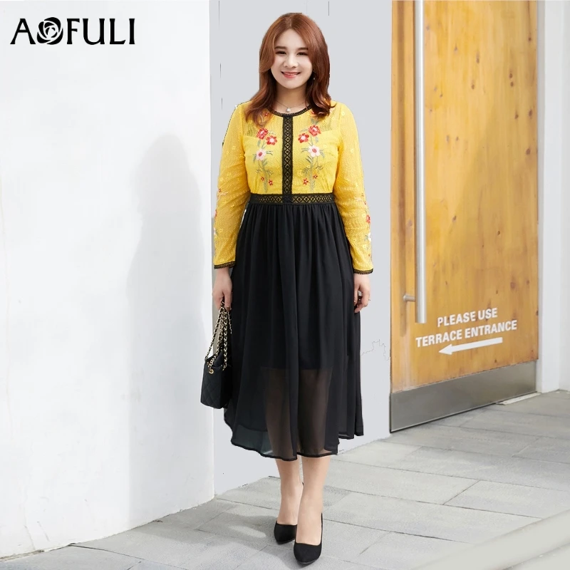 Италия Сицилия Подиум цветочные вышитые платья большой размер желтый черный