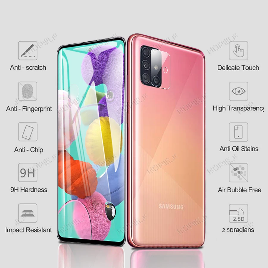 Закаленное стекло для Samsung A51 A50 A10 A40 Защитная пленка объектива камеры A70 A20 A60