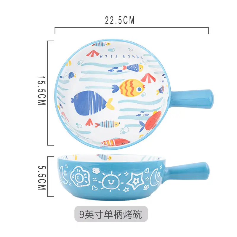 

Lovely household creative personalized ceramic bowl cutlery with handle