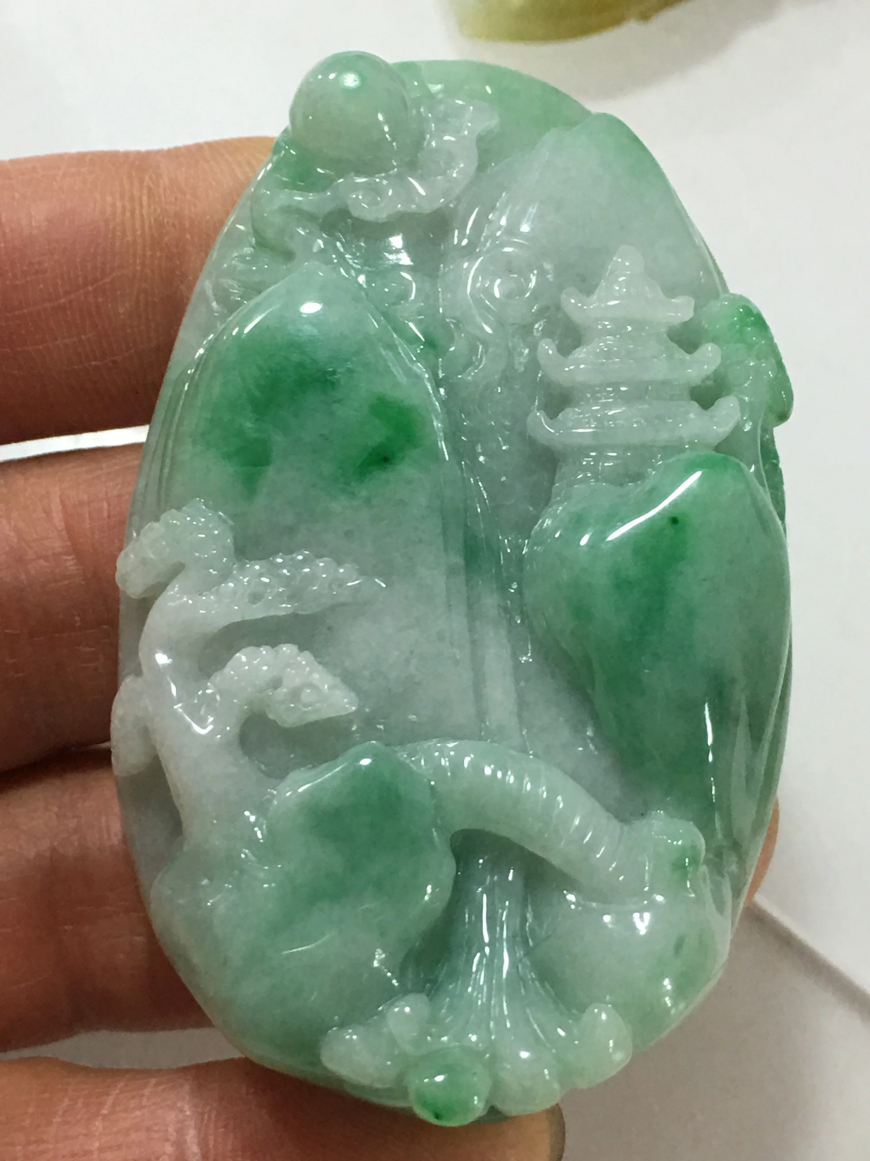 

Natural 7A Myanmar jade Handcarved jade landscape Waterfall green jade pendant jade necklace men pendants jewelry jade necklaces