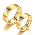 Парные кольца Her King His Queen 86 мм, титановая сталь, корона, Классические Золотые кольца для влюбленных, подарки, кольца на палец, Ювелирная фурнитура