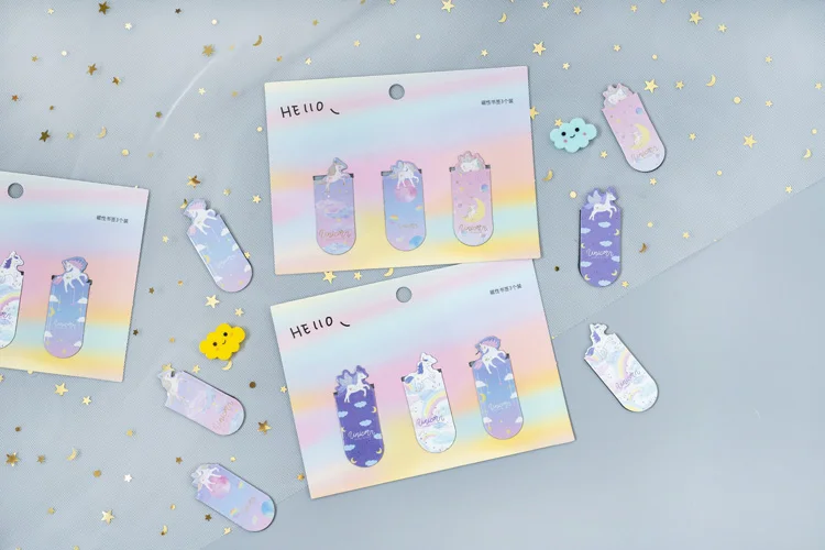 3 шт./компл. Kawaii Волшебный Единорог Закладка на магните пометка страницы студент канцелярский школьный офисный питания детский подарок