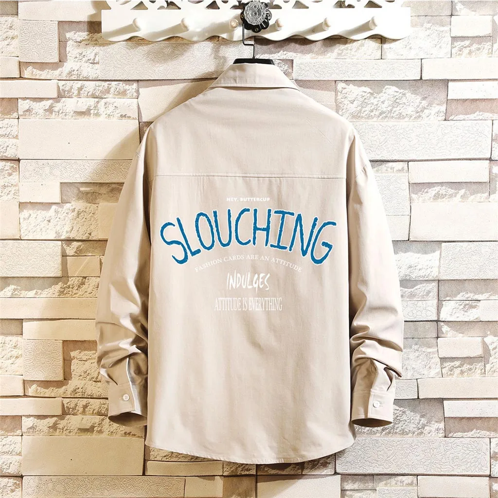 Мужская весенне-Летняя Повседневная тонкая рубашка с принтом и длинным рукавом