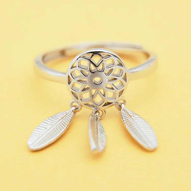 

Dream Catcher Rings for Women Creative Leaf Fashion Tassel Opening Adjustable Ring Anniversary Jewelry Gift