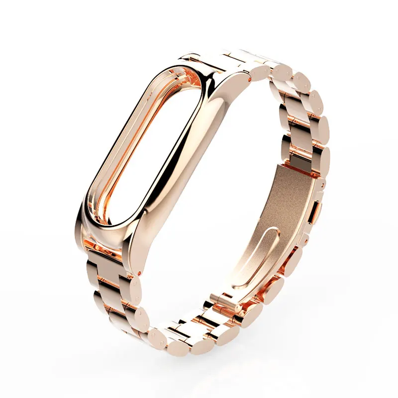 Plus-RoseGold Для Xiaomi mi Band 2 ремешок металлический Безвинтовой браслет из нержавеющей стали mi Band 2 Ремешок Браслет mi band 2 Correa 2 напульсники - Цвет: Plus-RoseGold