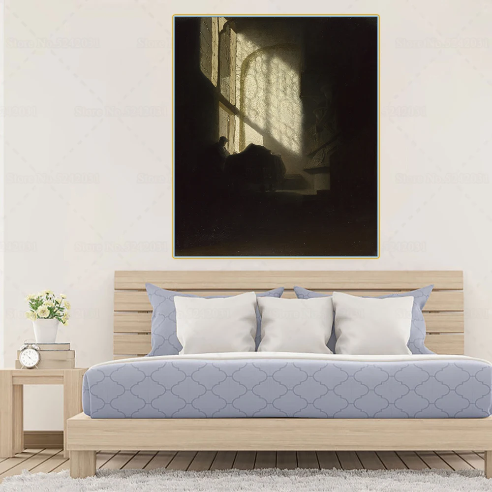 Картина на холсте Человек сидящий столе в высокой комнате