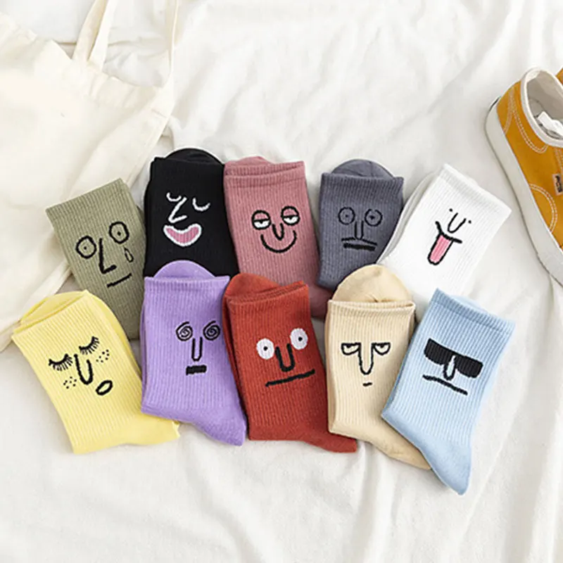 

Korea Funky Sock Harajuku Trend Women Colorful Funny Socks girl kawaii socks Unisex Surprise Mid Women Socks Long Cute Face Sock