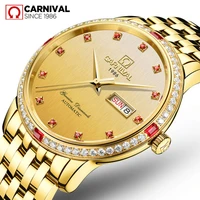 carnival brand luxury gold watch men fashion calendar business mechanical wristwatch waterproof automatic 2021 relogio masculino