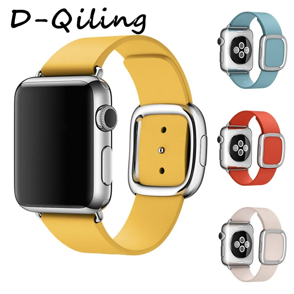 Ремешок D-Qiling из натуральной кожи для apple Watch band 4 (iwatch 5) 44 мм 40 3 2 1 ремешок 42 38