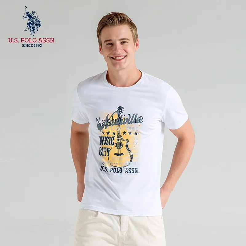 US Polo Assn. Черный белый цвет серо-голубой джемпер Мужская футболка Летний Новый