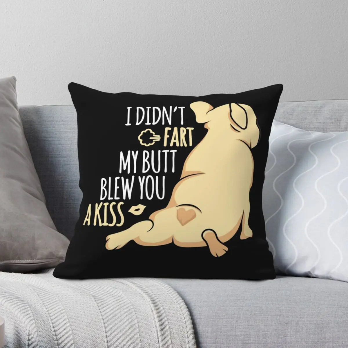 

I Didn't Fart French Bulldog Square Pillowcase Polyester Linen Velvet Creative Zip Decor Pillow Case Car Cushion Cover 45x45