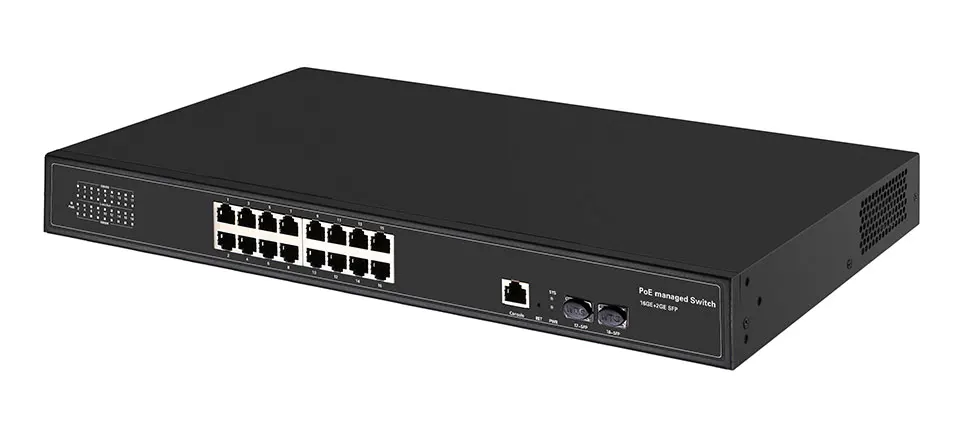 16 портов 24 порта гигабитный коммутатор PoE Ethernet коммутатор управляемый коммутатор PoE 48 В с 2 гигабитными слотами SFP IGMP VLAN управляемый коммутатор PoE