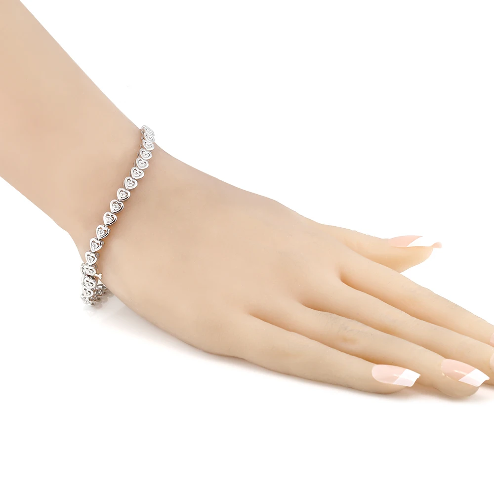 GemStoneKing 925 пробы серебро сердце Форма Для женщин бриллиантовый браслет подходит 7