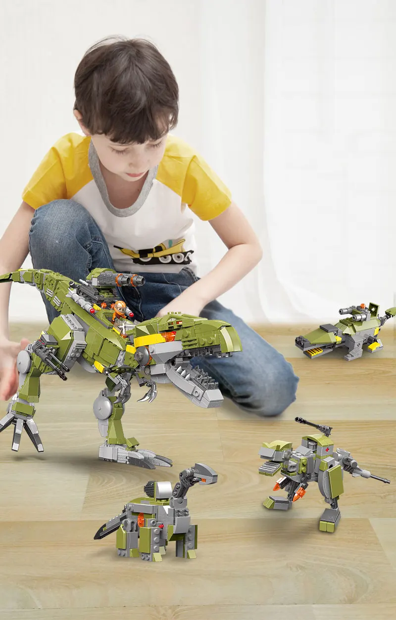 

Creative Dinosaur Series Triceratops Animal Model Building Blocks Dinosaur World Bricks Toys For Boys Gifts