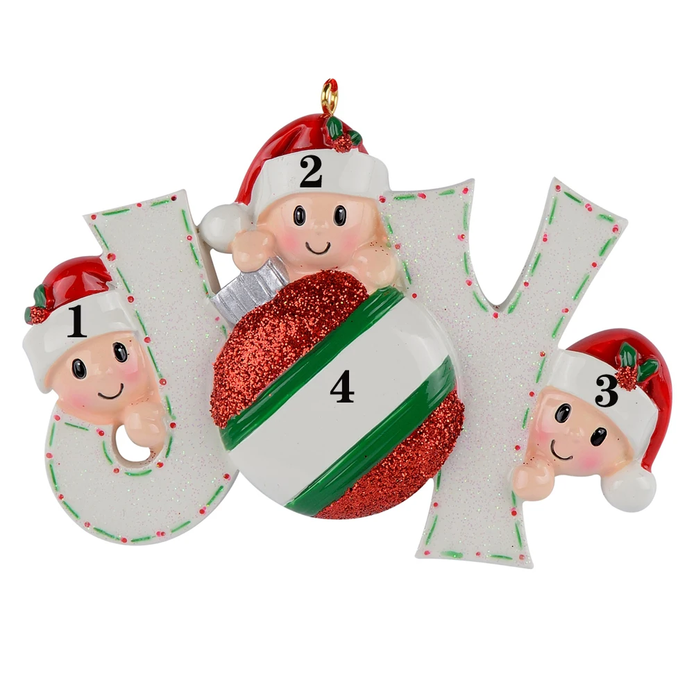 Радость членов семьи из 4 полистоуна глянцевые акценты персонализированные