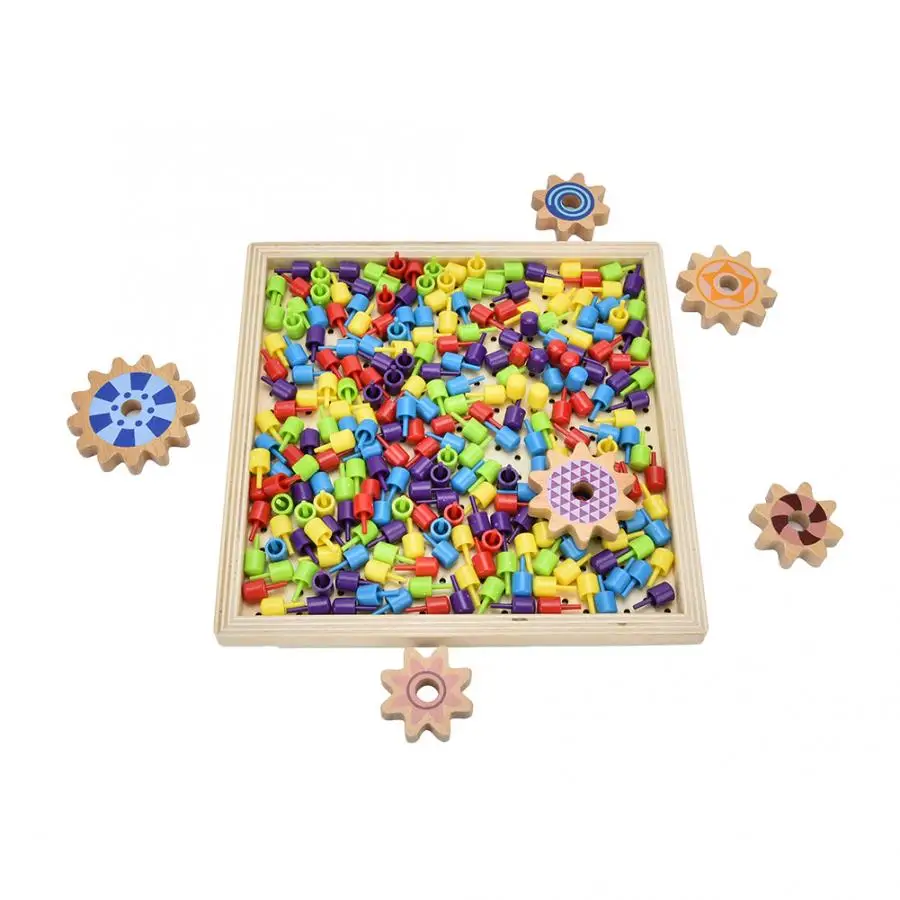 Деревянный грибок колышки набор для детей мозаичная головоломка кнопка